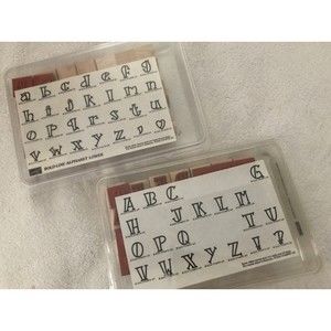 Stampin Up Rubber Stamps Upper Case & Lower Case Alphabet Set of 2 Bold Line
